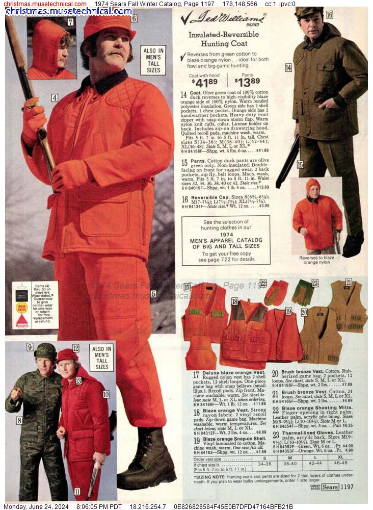 1974 Sears Fall Winter Catalog, Page 1197