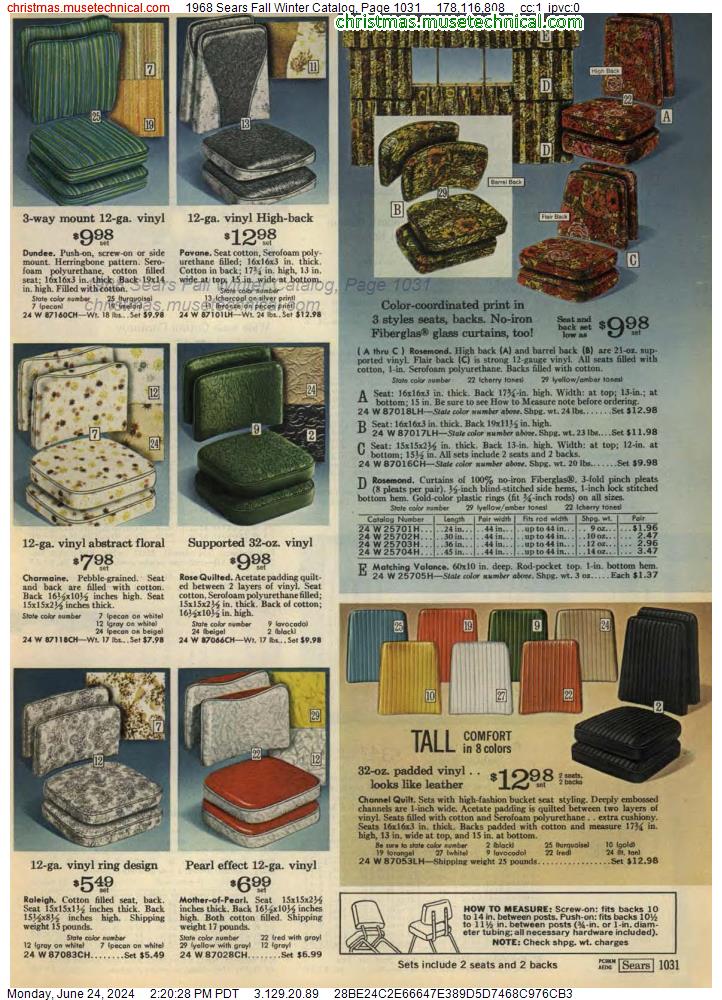 1968 Sears Fall Winter Catalog, Page 1031