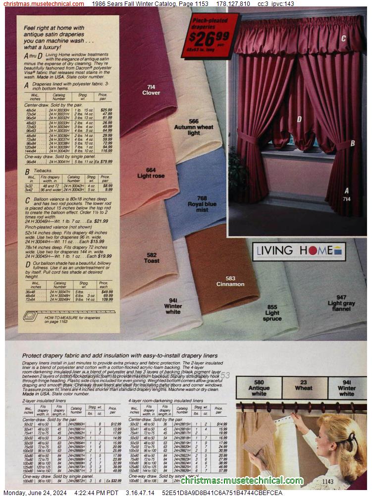 1986 Sears Fall Winter Catalog, Page 1153