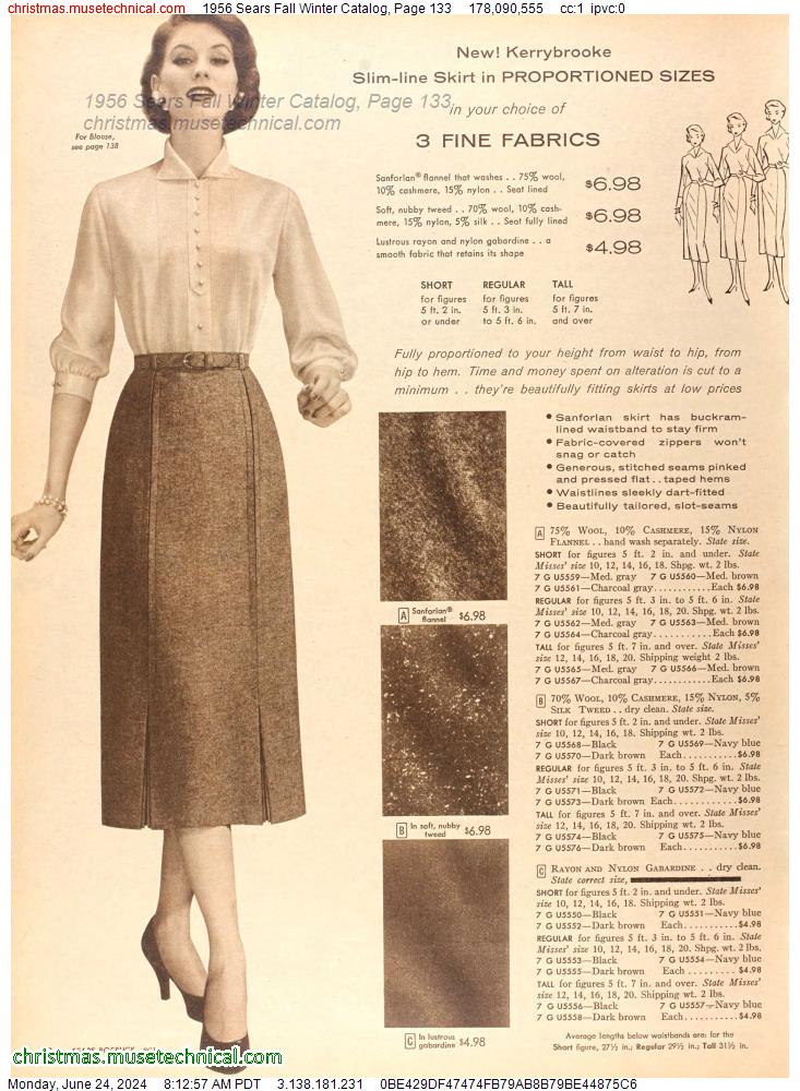 1956 Sears Fall Winter Catalog, Page 133