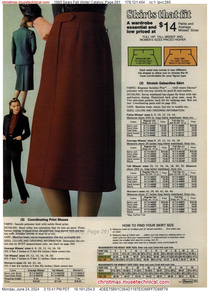 1980 Sears Fall Winter Catalog, Page 261