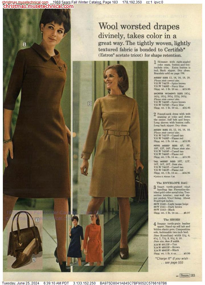 1968 Sears Fall Winter Catalog, Page 183