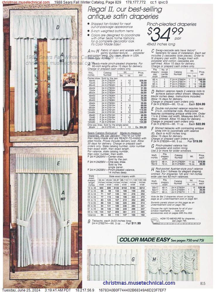 1988 Sears Fall Winter Catalog, Page 829