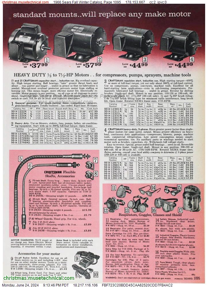 1966 Sears Fall Winter Catalog, Page 1095