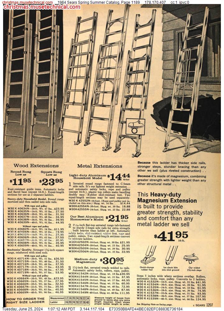 1964 Sears Spring Summer Catalog, Page 1189
