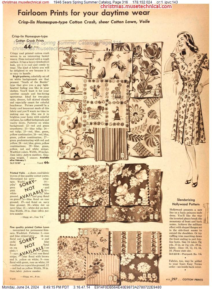1946 Sears Spring Summer Catalog, Page 316