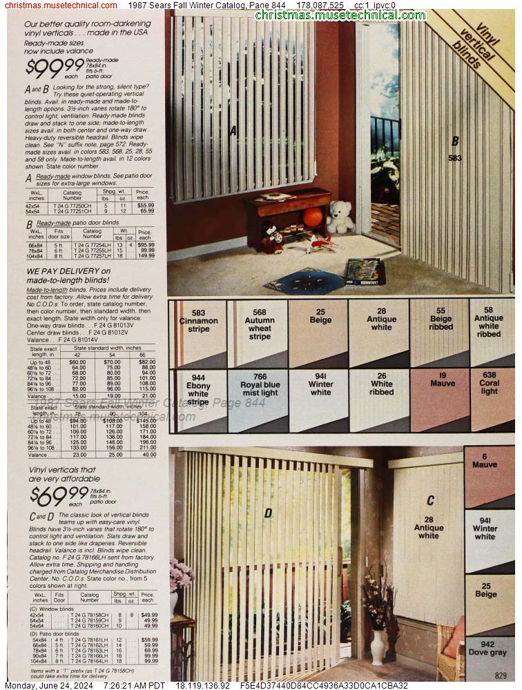 1987 Sears Fall Winter Catalog, Page 844