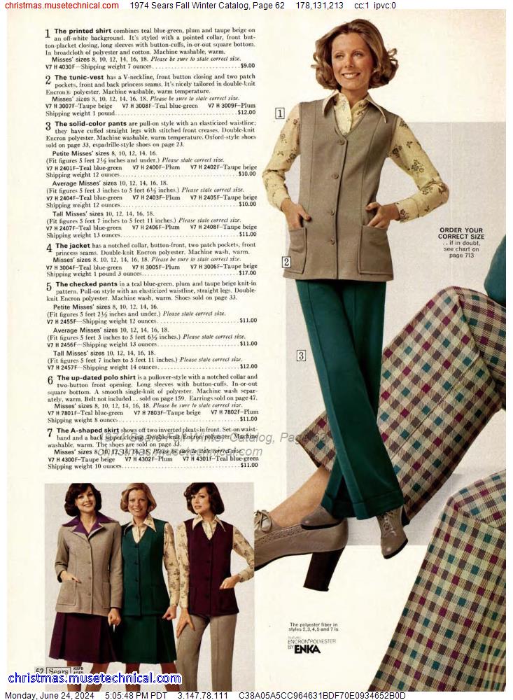 1974 Sears Fall Winter Catalog, Page 62