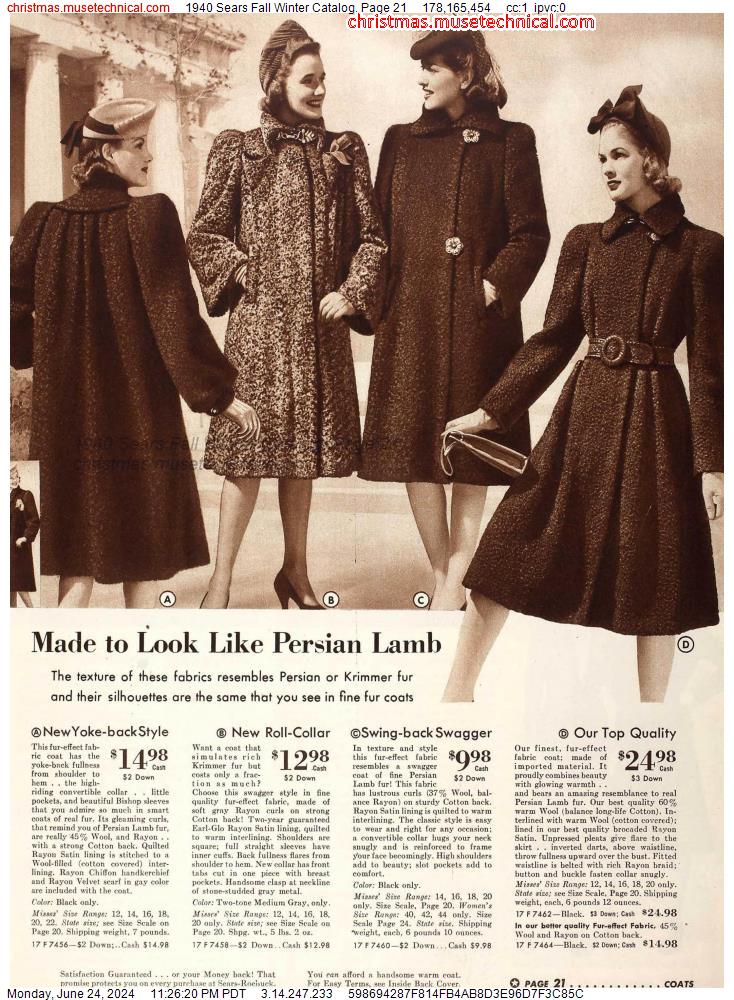 1940 Sears Fall Winter Catalog, Page 21