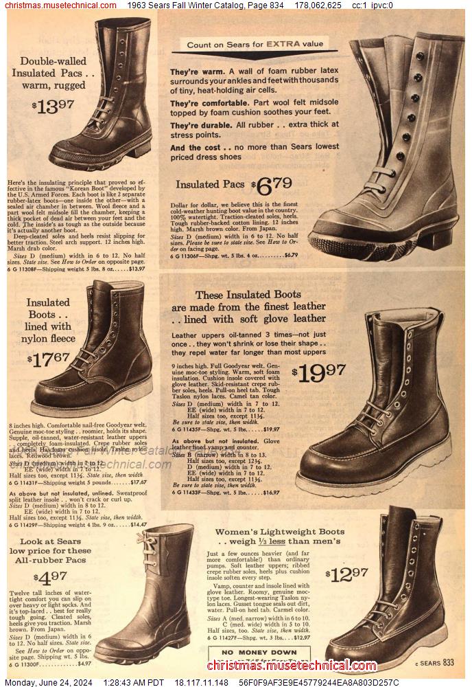 1963 Sears Fall Winter Catalog, Page 834
