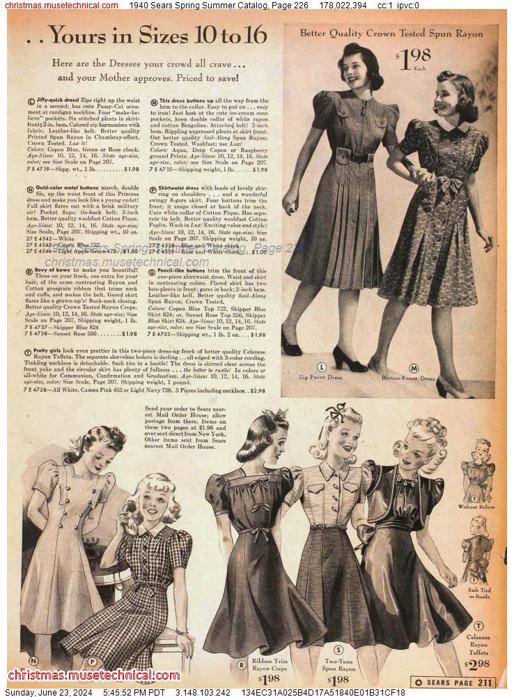 1940 Sears Spring Summer Catalog, Page 226