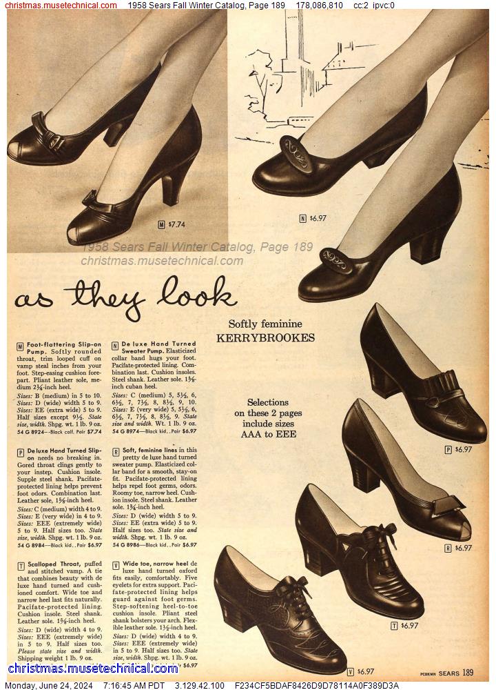 1958 Sears Fall Winter Catalog, Page 189