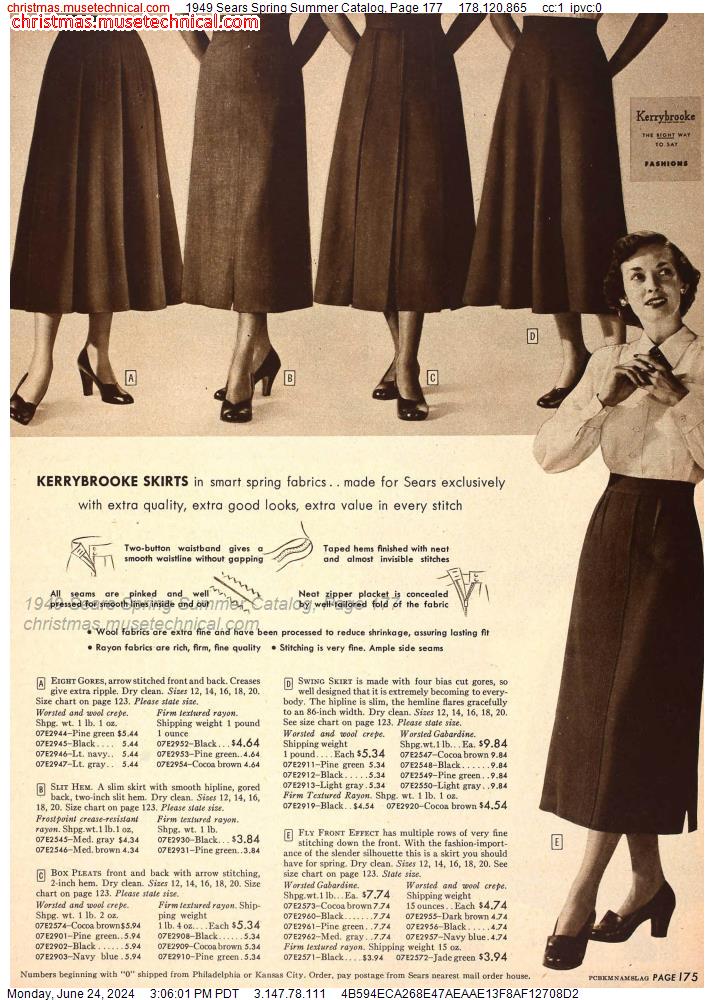 1949 Sears Spring Summer Catalog, Page 177