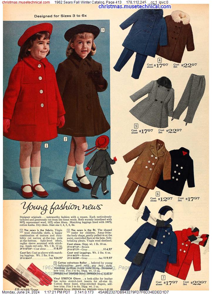 1962 Sears Fall Winter Catalog, Page 413
