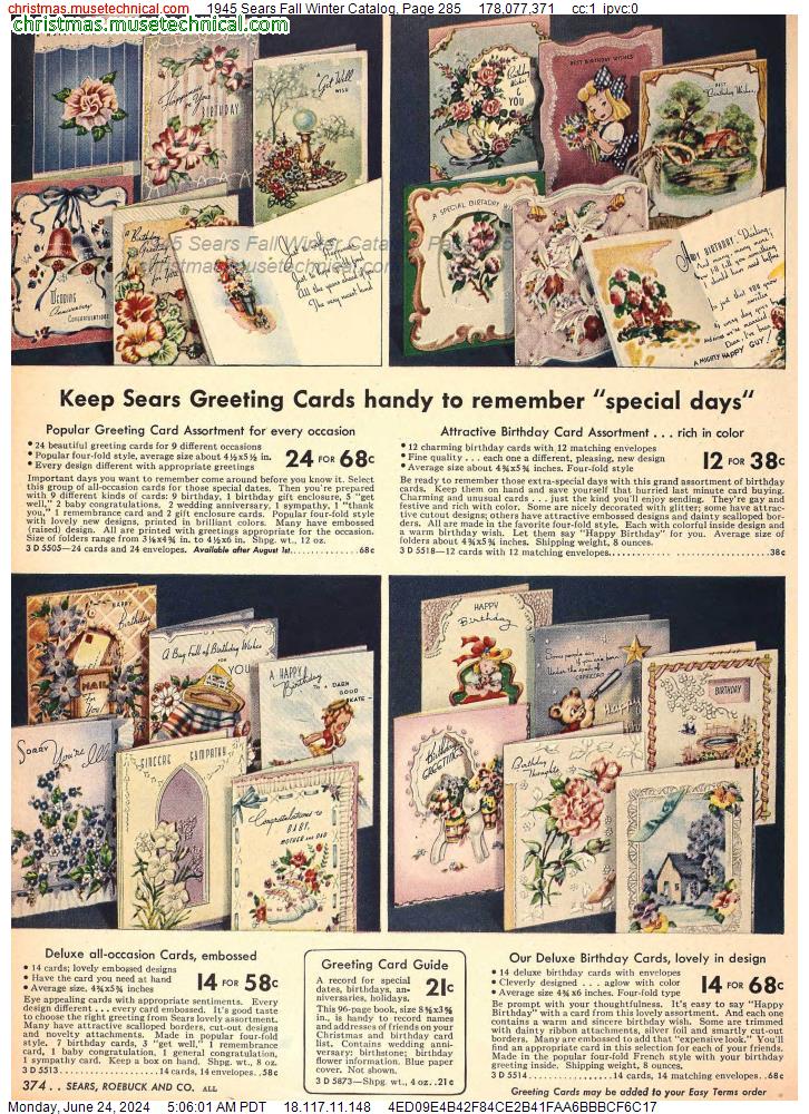 1945 Sears Fall Winter Catalog, Page 285