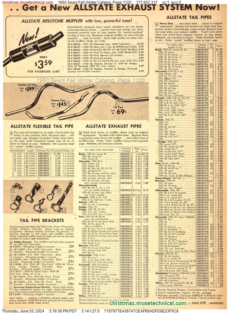 1950 Sears Fall Winter Catalog, Page 1120