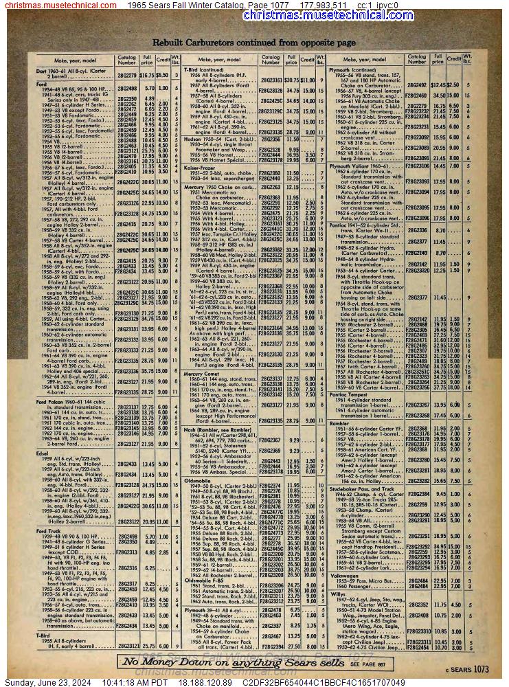 1965 Sears Fall Winter Catalog, Page 1077