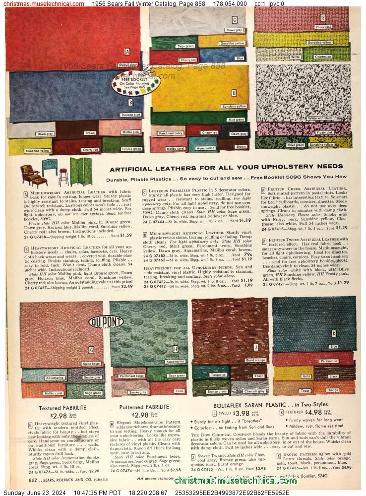 1956 Sears Fall Winter Catalog, Page 858
