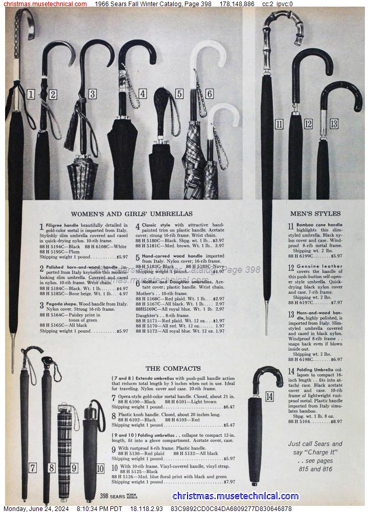 1966 Sears Fall Winter Catalog, Page 398