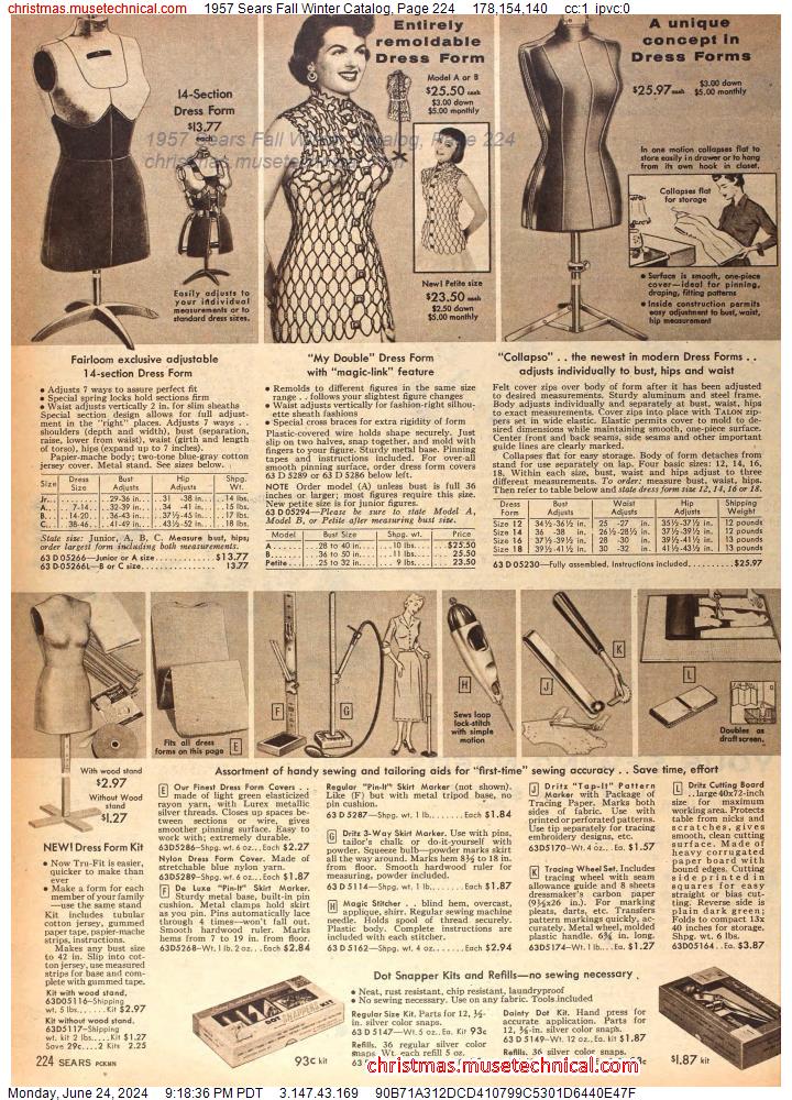 1957 Sears Fall Winter Catalog, Page 224