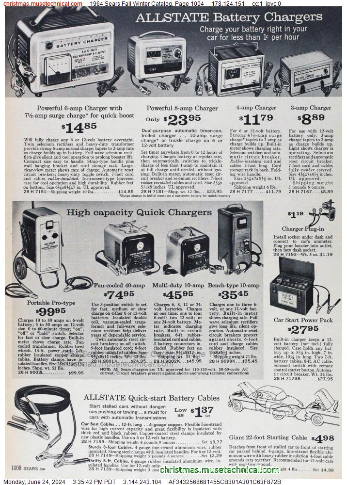 1964 Sears Fall Winter Catalog, Page 1004