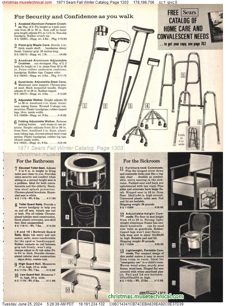 1971 Sears Fall Winter Catalog, Page 1303