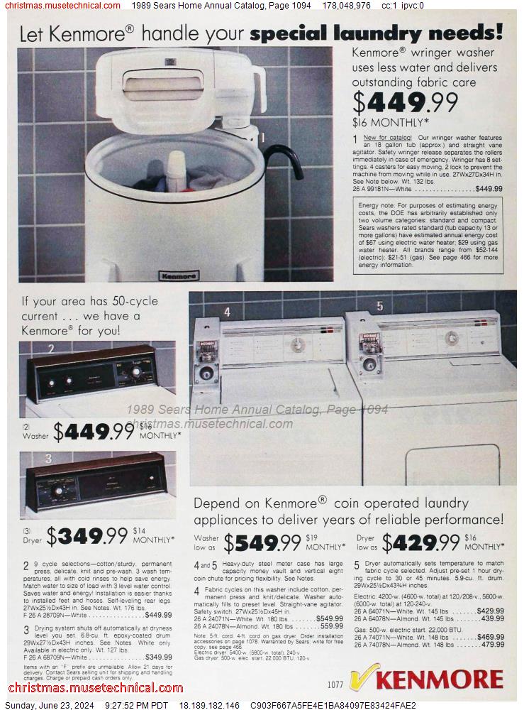 1989 Sears Home Annual Catalog, Page 1094