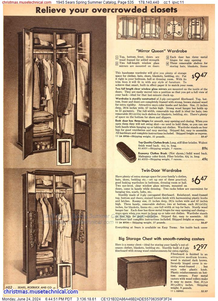 1945 Sears Spring Summer Catalog, Page 535