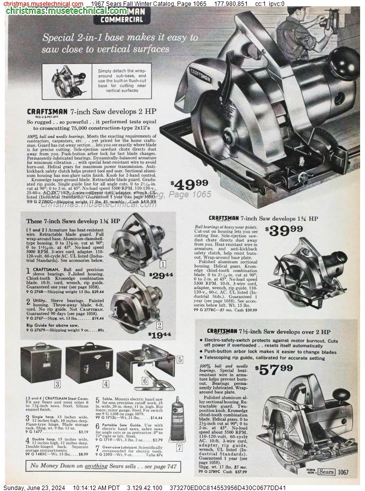 1967 Sears Fall Winter Catalog, Page 1065