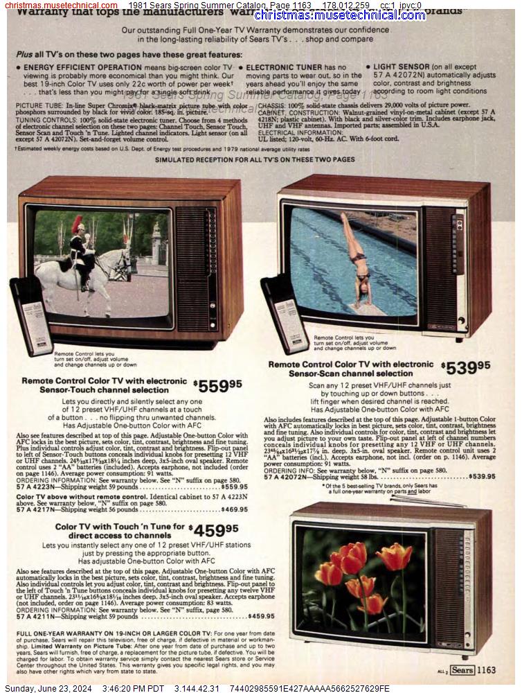 1981 Sears Spring Summer Catalog, Page 1163