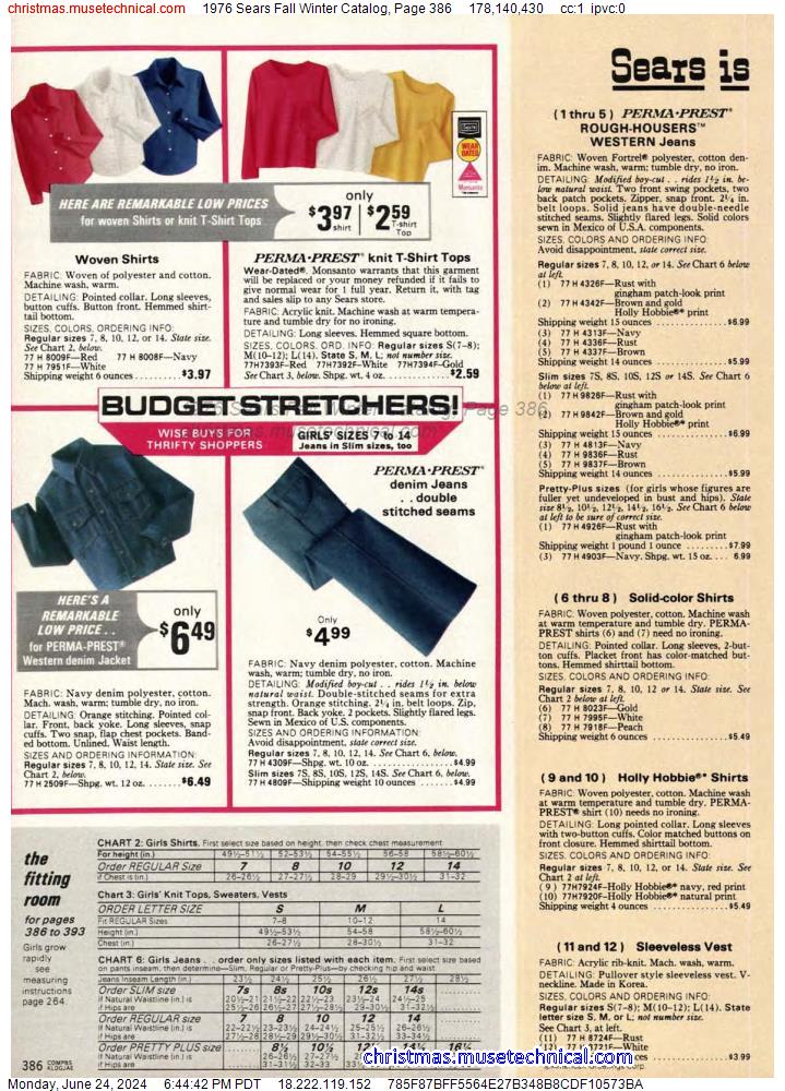 1976 Sears Fall Winter Catalog, Page 386