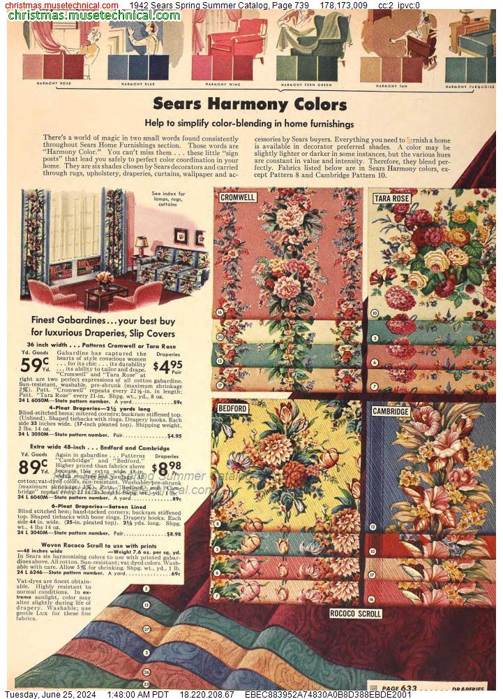 1942 Sears Spring Summer Catalog, Page 739