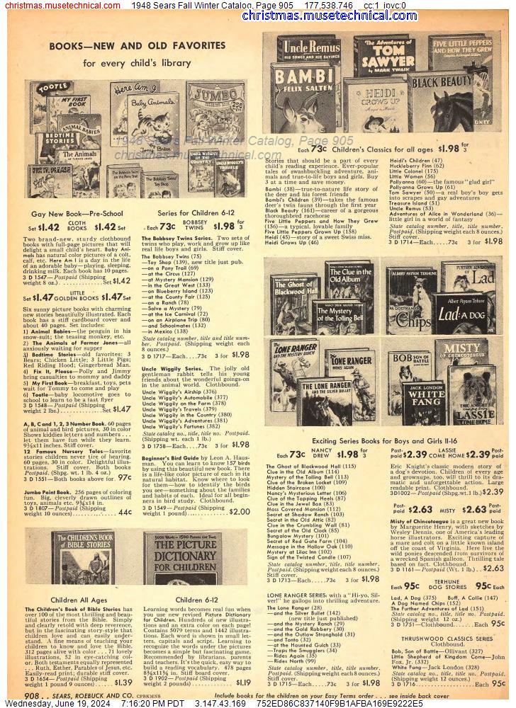 1948 Sears Fall Winter Catalog, Page 905