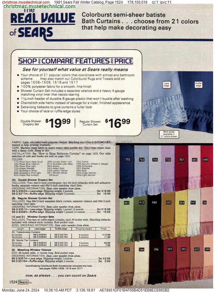 1981 Sears Fall Winter Catalog, Page 1524