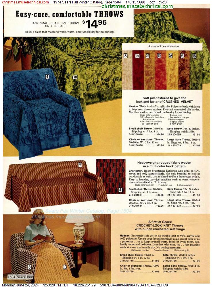 1974 Sears Fall Winter Catalog, Page 1504