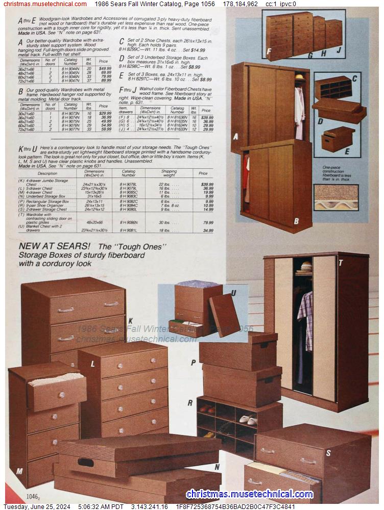 1986 Sears Fall Winter Catalog, Page 1056