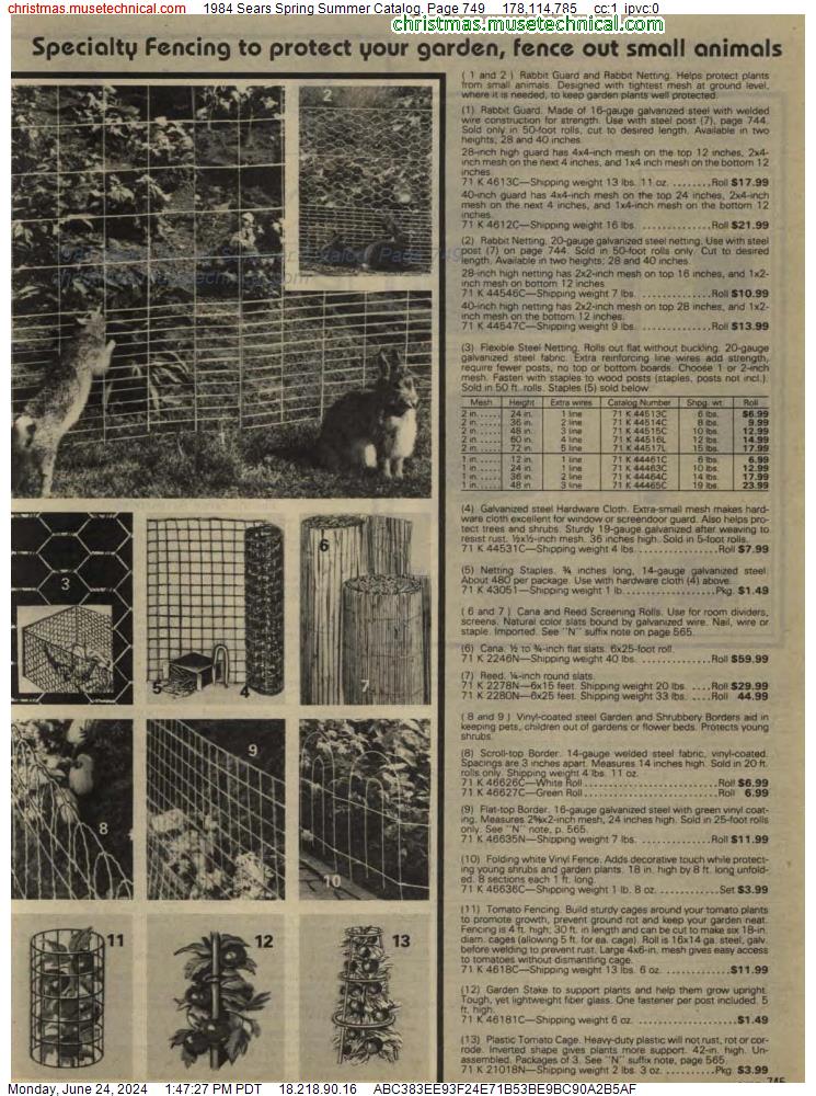 1984 Sears Spring Summer Catalog, Page 749