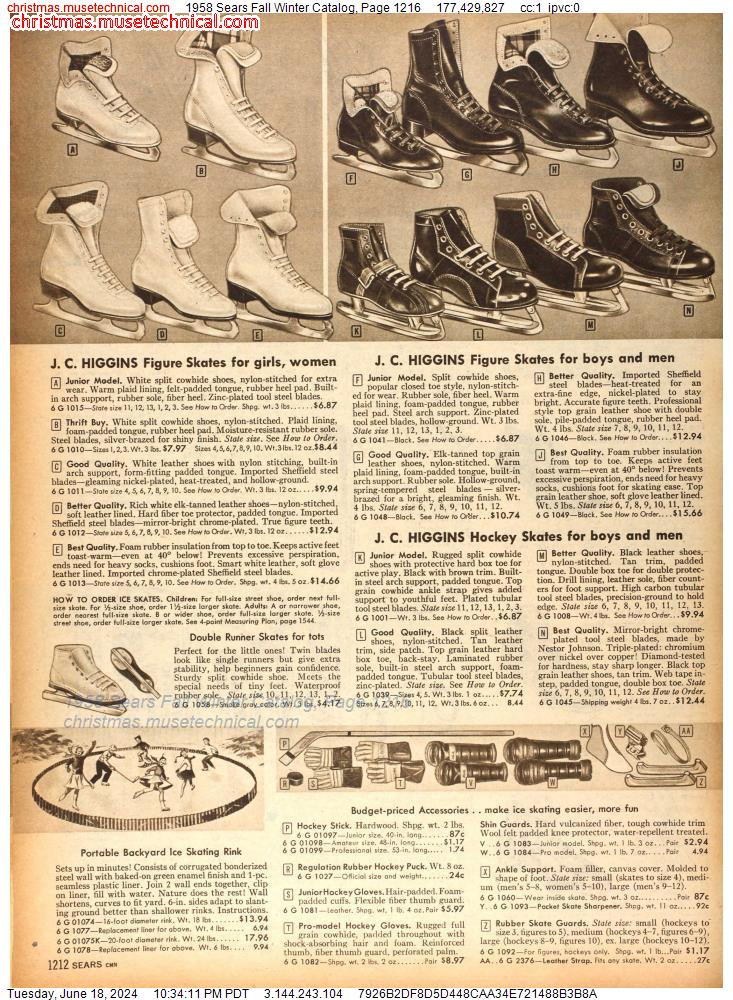 1958 Sears Fall Winter Catalog, Page 1216