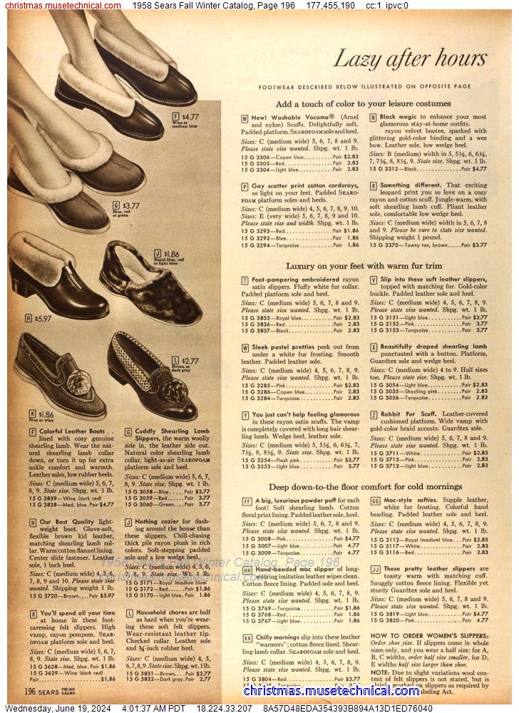 1958 Sears Fall Winter Catalog, Page 196