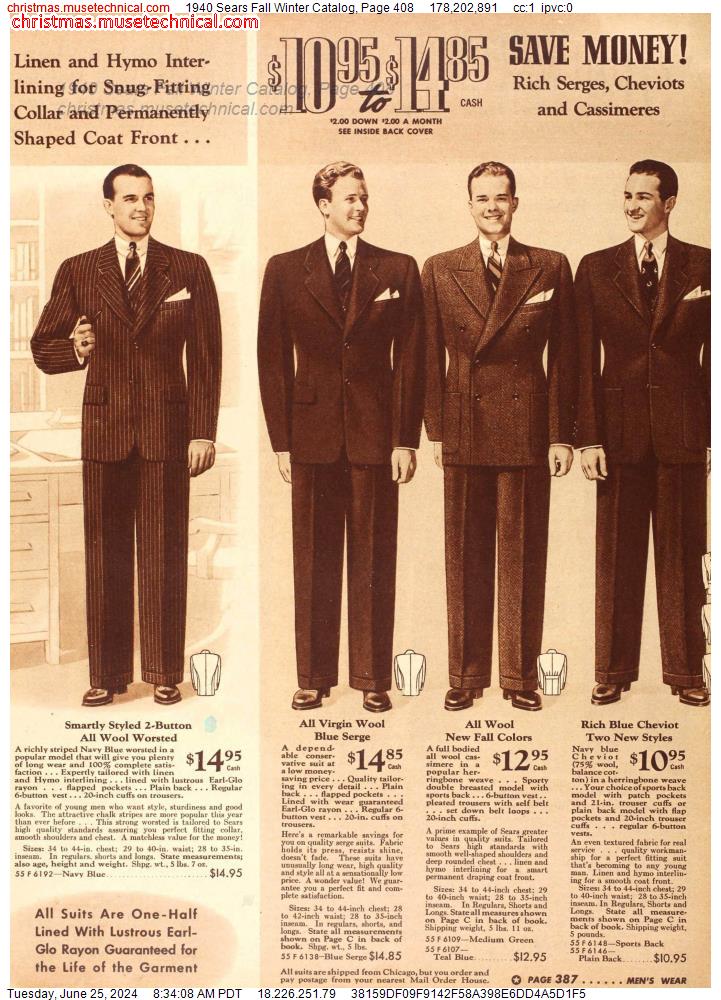 1940 Sears Fall Winter Catalog, Page 408