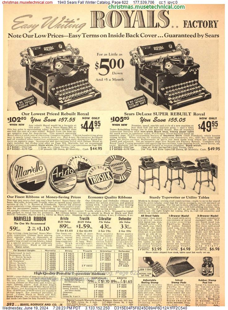 1940 Sears Fall Winter Catalog, Page 622