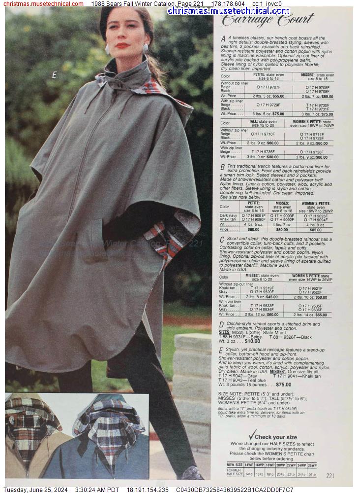 1988 Sears Fall Winter Catalog, Page 221