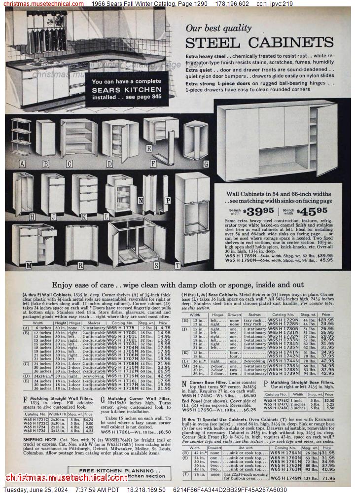 1966 Sears Fall Winter Catalog, Page 1290