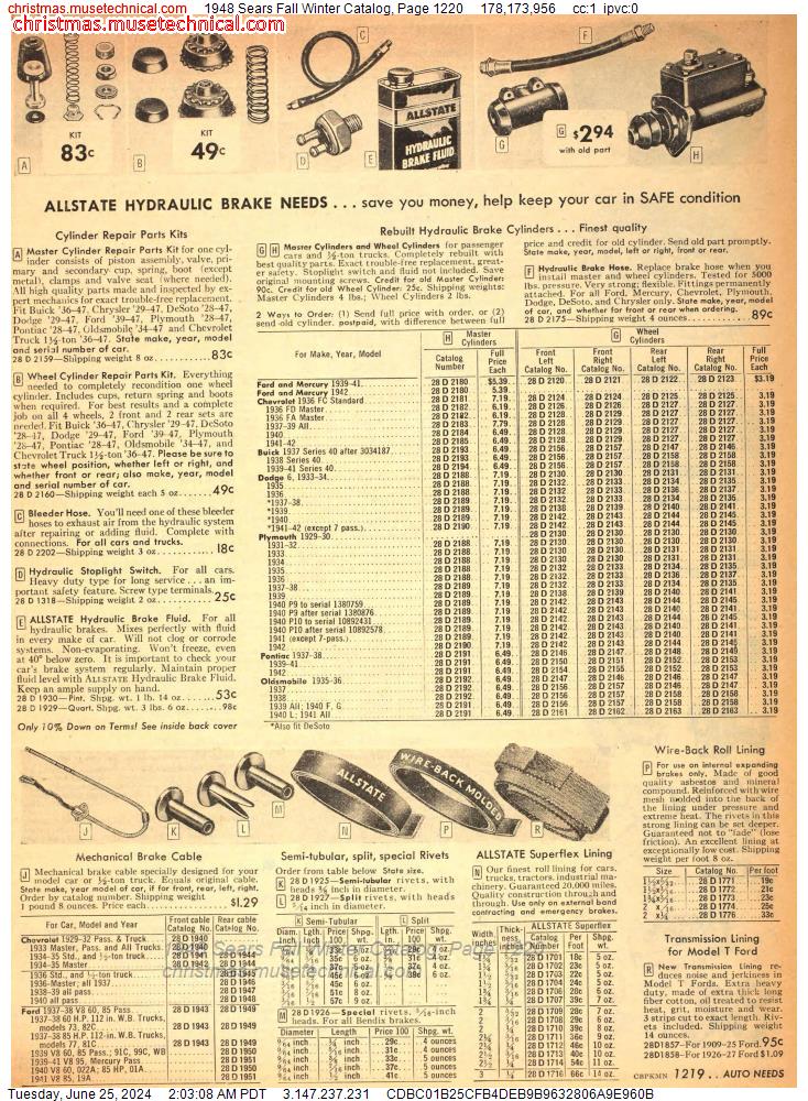 1948 Sears Fall Winter Catalog, Page 1220