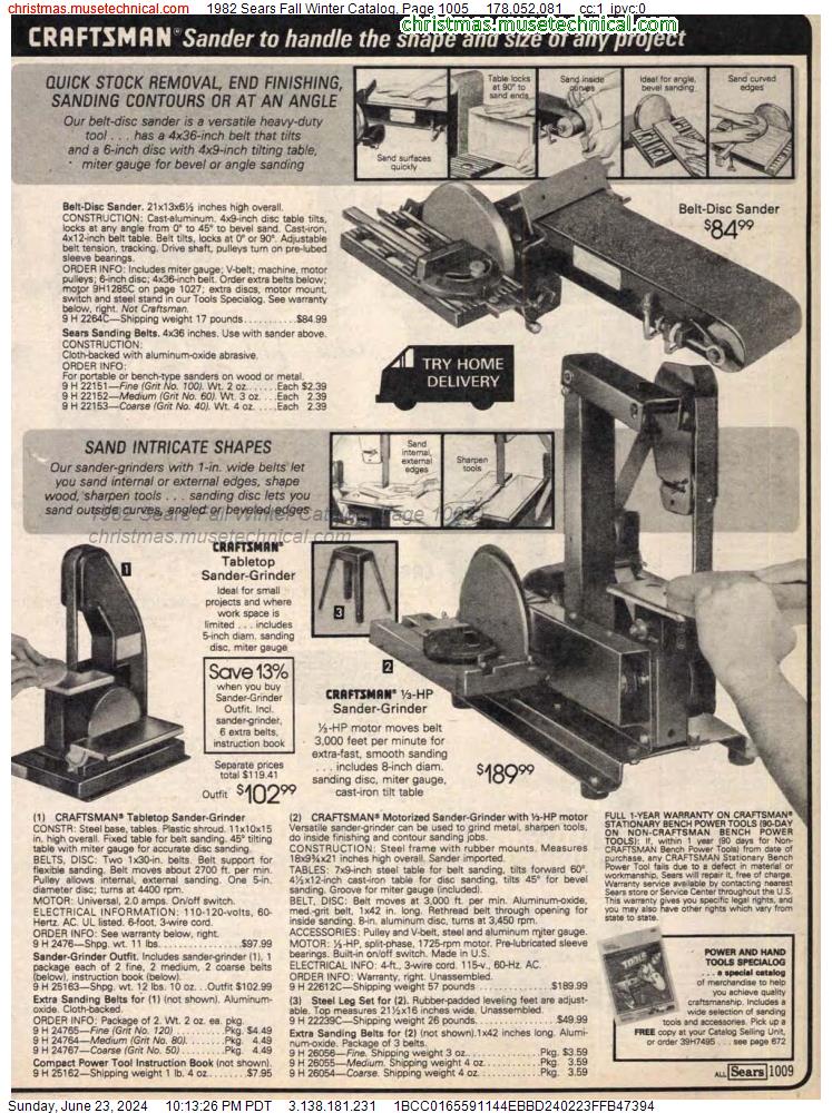 1982 Sears Fall Winter Catalog, Page 1005