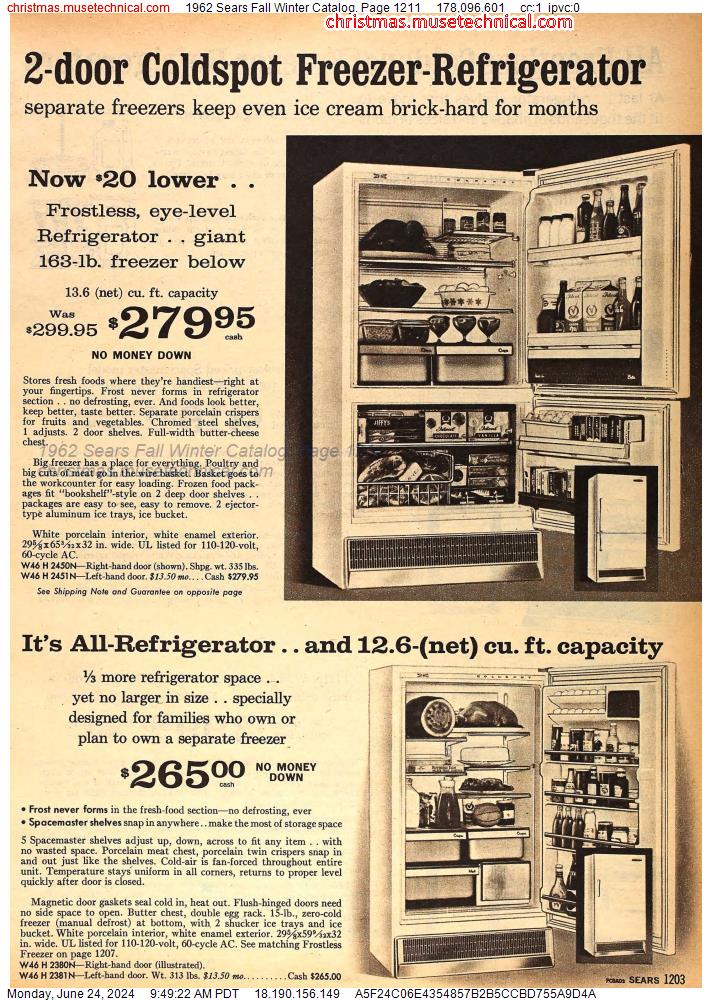 1962 Sears Fall Winter Catalog, Page 1211