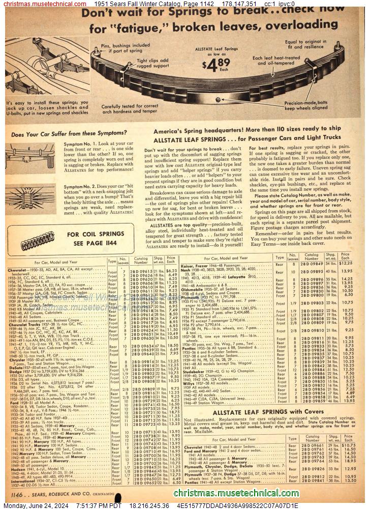1951 Sears Fall Winter Catalog, Page 1142
