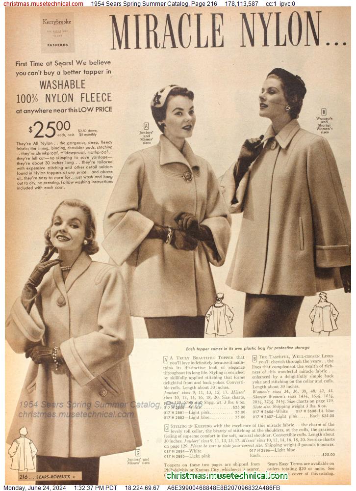 1954 Sears Spring Summer Catalog, Page 216