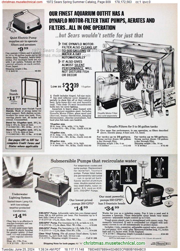 1972 Sears Spring Summer Catalog, Page 809