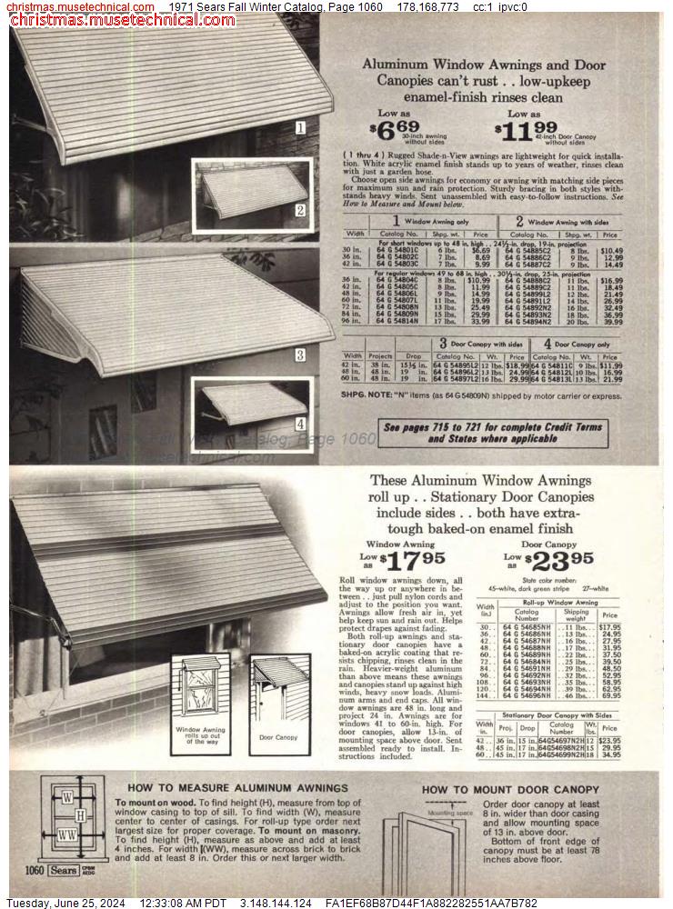 1971 Sears Fall Winter Catalog, Page 1060